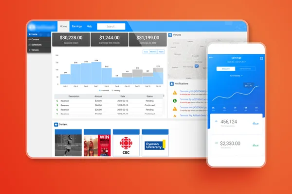 Advertising Platform case study cover showing the digital signage analytics platform with dashboard interface and hardware integration