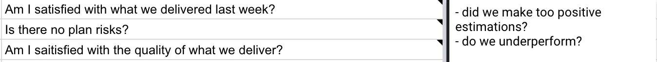 Follow-up questions for performance metrics
