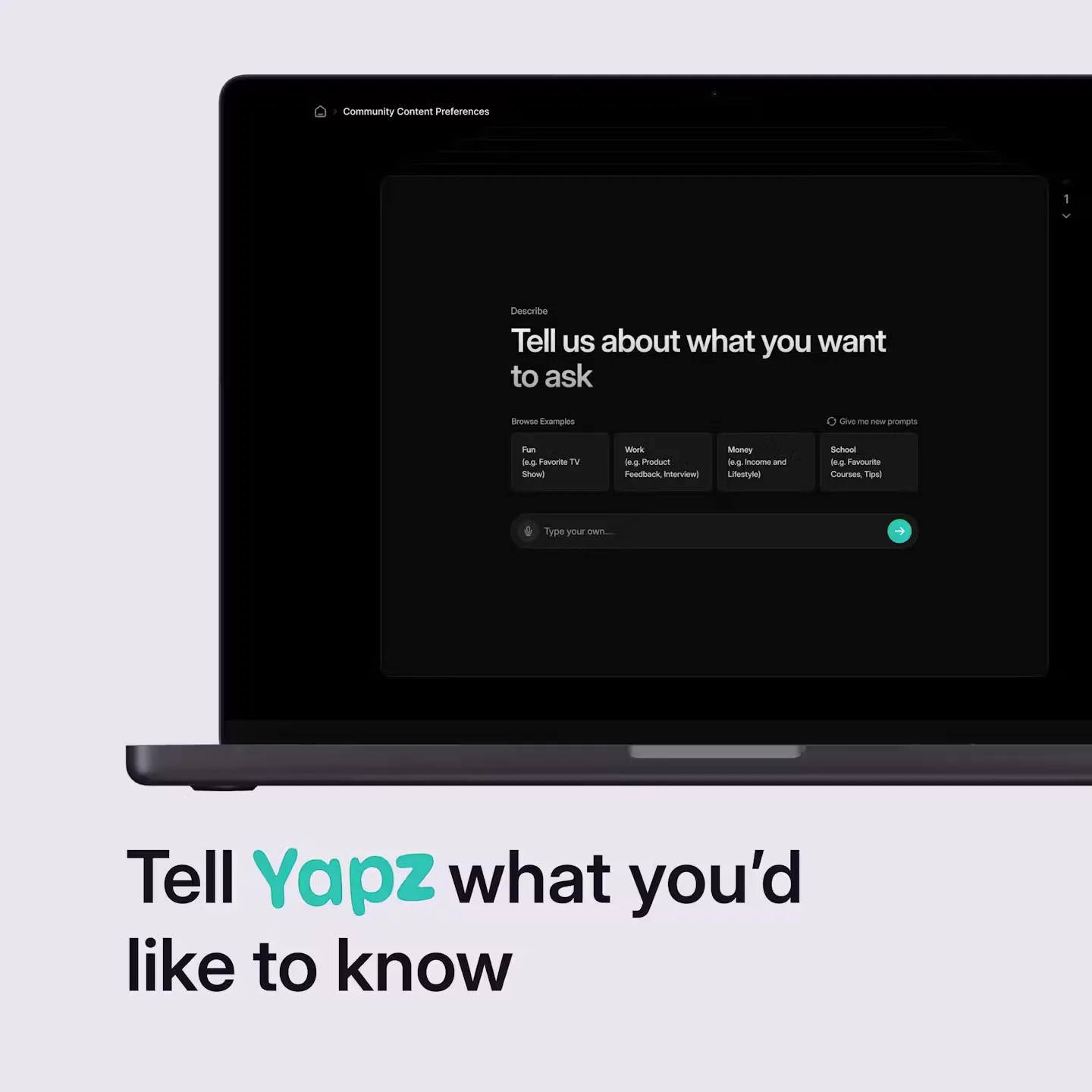Yapz.app project creation screen showing how users set up a new AI-driven interview